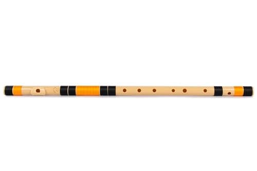 Radhe Flutes | G Natural Right Handed Base Bansuri | Black & Orange| Tuned With Tanpura A=440Hz | PVC Flute + Hindi & English Flute Lessons