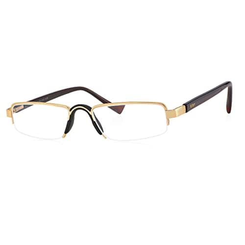 klar Eye Half Rim Rectangle Reading Glasses For Men and Women Mobile and Computer reading glasses Anti reflection Scratch resistant reading glasses Powers from +0.75 to +3.50 k-1012 (Yellow Gold, 3)