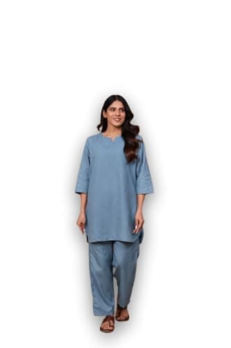 RANGRIKA.in Solid Co-Ord Set for Women | Straight Fit Kurta Pant Set | Minimal Ethnic Wear Office Wear | Casual Stylish Outfit