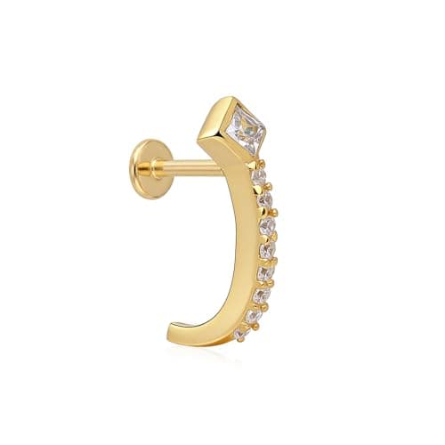 TOUCH925 Pure 925 Silver Square Zircon Solitaire Nose Pin for Women