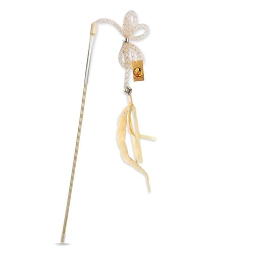 Foodie Puppies Interactive Plastic Cat Teaser Stick with Woolly Furry Tail Attachment Toy for Cats and Kittens | Indoor and Outdoor Play & Exercise | Size: 41cm