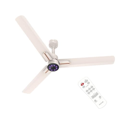 Polycab Wizzy Neo LED 2.0 1200mm BLDC Ceiling Fan with remote |BEE 5 Star Rated, Higher Air Delivery|LED Indicator,Reverse,Sleep and Breeze Mode,Free Installation |3 Years Warranty 【Beige Rosegold】 2