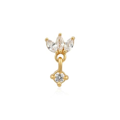TOUCH925 Pure 925 Silver Lotus Cluster Dangling Nose Pin for Women 3