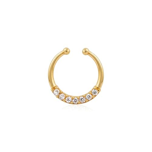 TOUCH925 Pure 925 Silver Classic Zircon Hoop Nose Ring for Women