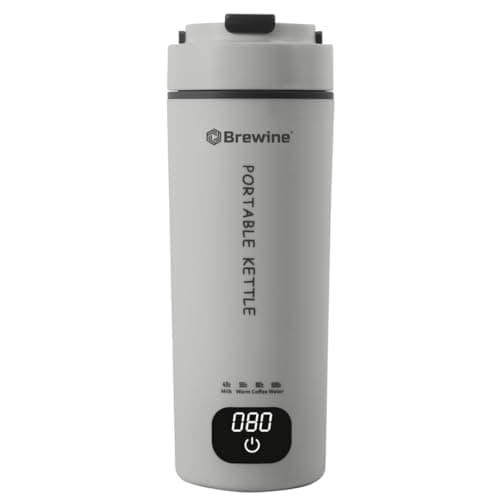 Brewine Portable Kettle,450ml,Grey, Multi-Temp-Setting,Auto Cut-Off, Digital Display,Touch Button,Wide Voltage Range220-230V Suitable for India,300 Watt
