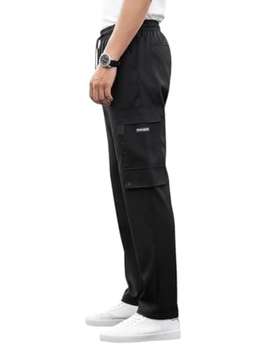 Men’s Spandex Cargo Jogger Pants – Stretchable Track Pants with Multi-Pockets for Casual Wear Color Black Size 32