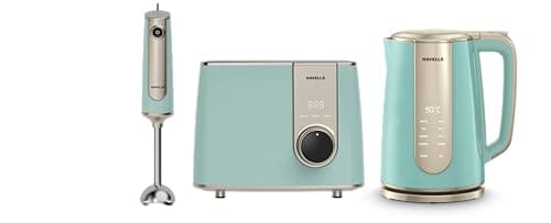 Havells Craft Breakfast Master Combo for Premium and Modern Kitchens |Hand Blender + Toaster + Kettle | Perfect Kitchen Companion and Gifting Range (Blue & Golden)