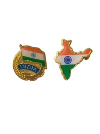 Indian National Flag Badges (Pack of 2 different designs) With Pin for Shirt, Flag Lapel Pin For Cloth Indian Flag Brooch