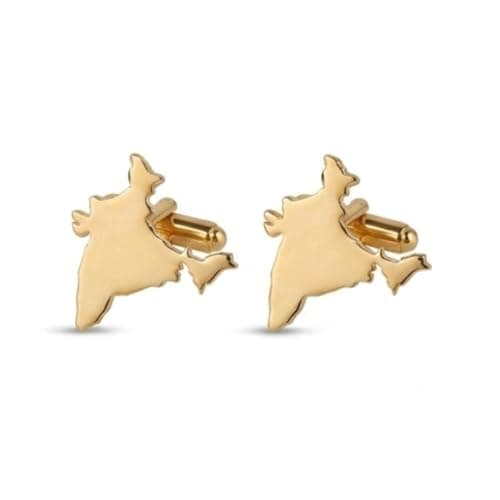 Artsycollection® India Patriot Map Design Cufflinks for Men | Stylish India Map Cufflinks | Premium Formal Shirt Accessories | Patriotic Wedding Office Party Gift (Gold)