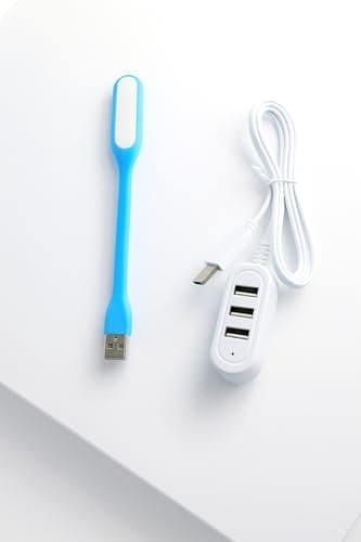 EXCYZ Flexible LED Light for Laptop, Power Bank | Bendable Night Reading Lamp with 3-in-1 Charging Cable | Portable Combo for Study, Travel & Gifting