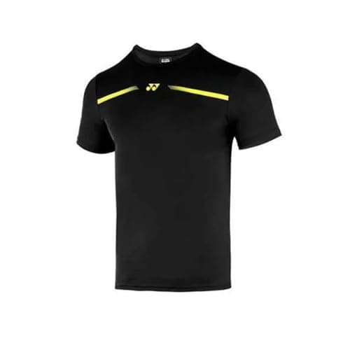 YONEX Men Relaxed Fit T-Shirt 2529 |Badminton|Tennis|Squash|Tru Dry |Quick Dry |Breathable |Fleecy (Large, Jet Black)
