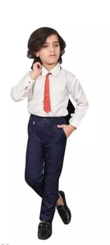 Akshita Trading Boys Festive & Party, Wedding, Formal Blazer, Shirt and Trouser Set (7-8 Years, Navy Blue) 4