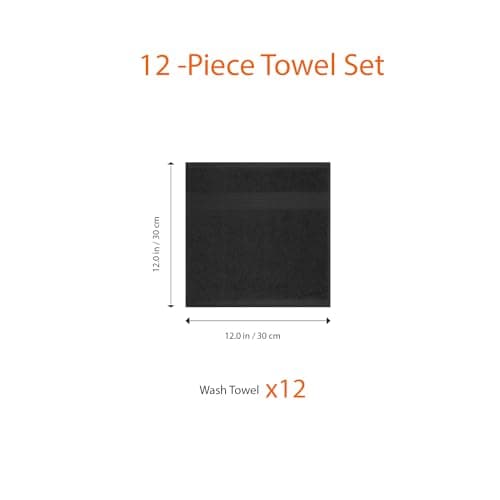 AmazonBasics Cotton Towel 500 GSM (Pack of 12, Black) 5