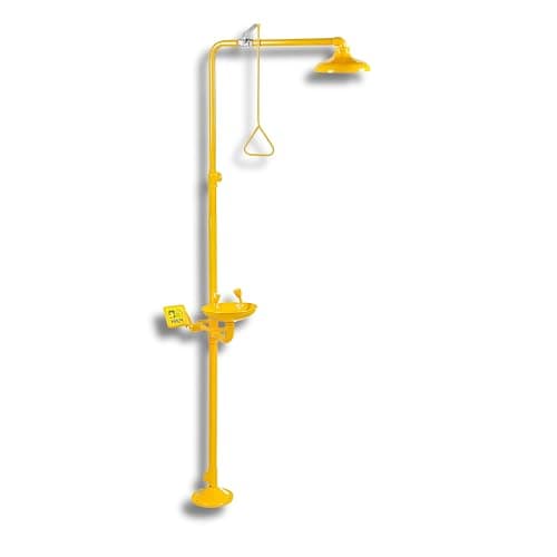 WALTZER INDIA Emergency Eye Wash & Shower, 1 Inch Inlet Connection, 7.41 Feet GI, Yellow, 1 Count