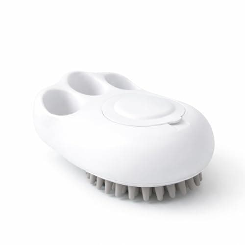 Tilting Heads FoamFlow Bath Brush for Dogs & Cats – 2-in-1 Pet Bath Brush with Shampoo Dispenser, Soft Silicone Bristles, Gentle Massage & Easy Cleaning