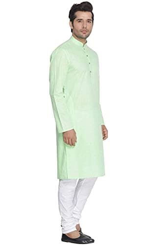 Royal Kurta Men's Pure Cotton Solid Kurta Pajama Set (Light Green, 38) 2