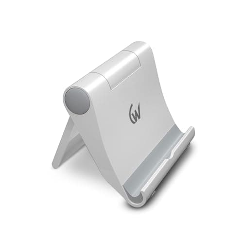 Wireless Gold Adjustable Phone Stand Compatible with Tablets, Kindle E-Readers & Phone Multi Angle Desktop Holder (White)