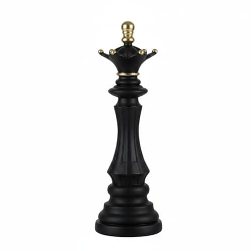 SNAPPSY Resin Chess Piece Decor Fine Craftsmanship Resin Chess Figurine King Queen Horseman Sculpture Elegant Design Collectible, Black, Queen