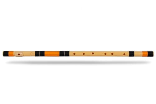 Radhe Flutes | E Natural Right Handed Base Octave Bansuri | Black & Orange| Tuned With Tanpura A=440Hz | PVC Flute + Hindi & English Flute Lessons