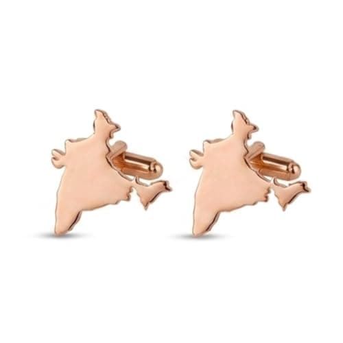 Artsycollection® India Patriot Map Design Cufflinks for Men | Stylish India Map Cufflinks | Premium Formal Shirt Accessories | Patriotic Wedding Office Party Gift (Rose Gold)