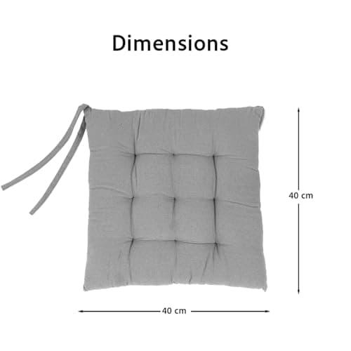 PrettyKrafts Soft Cotton Chair Cushion Pad 40×40×4 cm (Grey) | Comfortable Washable Seat Pad for Dining, Office & Study Chairs | Thick, Durable Sitting Cushion 2