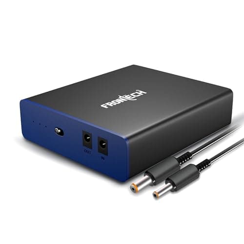 Frontech Mini UPS Battery Backup – 2×2200 mAh (4400 mAh), 12 V DC Voltage‑Regulated, Built‑in Surge Protection, Up to 3.5 H Backup for Routers, CCTV & Set‑Top Boxes (UPS-0022)