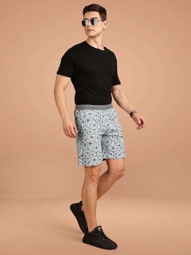 BULLMER Regular Fit Cotton Blend Summer Shorts for Men - Pack of 1 | Printed Shorts for Men Grey2 XXXX-Large 5