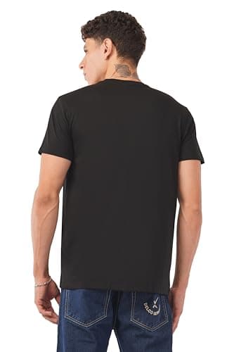 tinies Men's Cotton Crew Neck T-Shirt | Regular Fit Plain Solid Half Sleeve | Comfortable Casual T-Shirt for Men Cotton Tee Black 2
