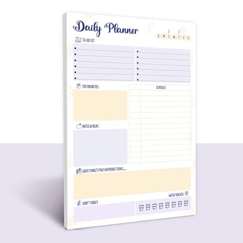 Doodle To Do List Notepad | Undated Daily Planner Pad with 50 Tear-Off Sheets | Hourly Schedule + Task Checklist | A5 Size | 90 GSM Paper | Office, Home & School Organizer 5