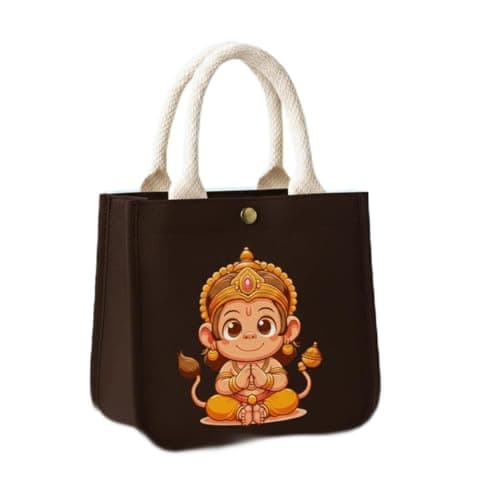 HOBBY INDIA Kids Lunch Bag | Cute & Stylish Mini Tiffin Bag for Boys & Girls | Cute Cotton Cartoon Design I Perfect For Picnic Tuition School, Preschool & Playschool (Hanuman)