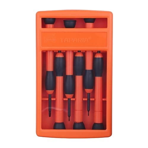 Taparia PSF6 Precision Screwdriver Set, 6 Pieces | Flat/Slotted Tips | High-Grade Alloy Steel Blades with Comfortable Plastic Handles | Sizes: 0.8mm, 1.0mm, 1.2mm, 1.6mm, 2.0mm & 2.5mm