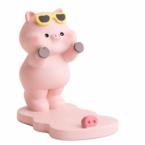 Cute Animal Phone Stand Holder for Desk, Cartoon Character Design with Bunny Cat Dog Pig, Mobile Holder for Smartphones, Anti-Slip Desktop Support (Pig Style)
