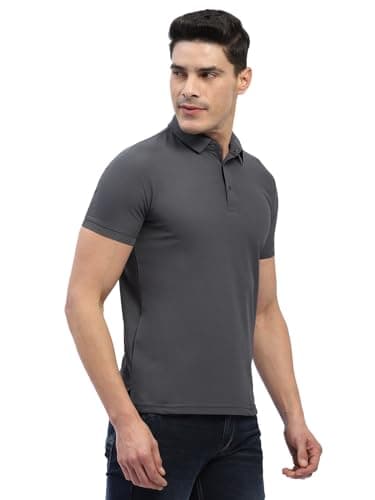 hummel Jaye Half Sleeves Golf Polo T-Shirt for Men – 100% Polyester – Regular Fit Lightweight Breathable Stylish Activewear for Golf, Casual Wear & Outdoor Activities Charcoal Grey 3