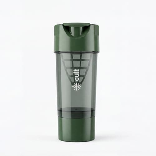 CULT Cyclone Shaker Bottle 500ml | Shaker for Gym & Leakproof Gym Sipper Bottle for Men & Women | Premium Protein Mixer for Whey Protein, Pre Workout & BCAAs (Army Green)