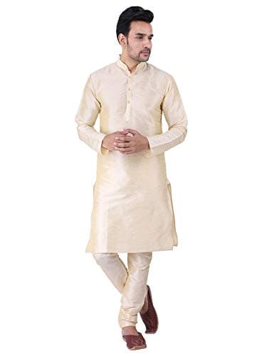 Sadree® Men's Silk Blend Kurta Pajama, Kurta Set Mandarin Colloar, Round Neck, Full Sleeve, Knee Length, Regular Fit, Festival, Wedding, Ethnic Dress for Men Kurta Pyjama Set