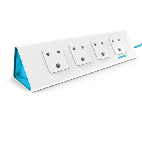 anchor by panasonic 22061 6A Power Strip 4 Socket Spike Guard with Single Switch (1.5 m, White and Blue) 2