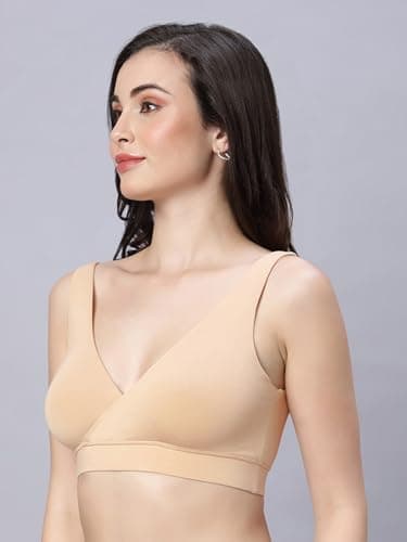 MAMMA'S MATERNITY Cream Solid Antimicrobial Bamboo Fabric Padded Maternity/Nursing Sports Bra - X-Large 5