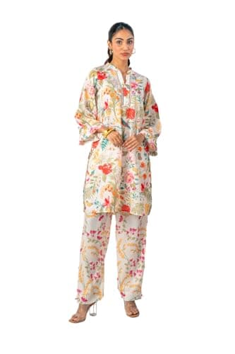 India Circus by Krsnaa Mehata Soothing Creations Co-Ord Set Size 46 for Women Stylish Kurta Set Ethnic Printed Co-Ord Set Multicolour
