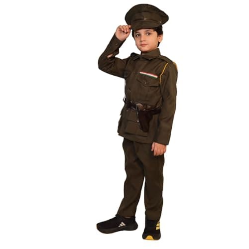 Kaku Fancy Dresses Polyester Indian Army Costume/Our Helper/National Hero Costume for 10-12 Years Kids, For Boys & Girls 3