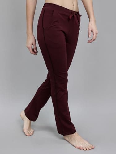 Monte Carlo Women's Regular Fit Solid Lower | Soft Stretchable Track Pant for Ladies | Comfortable Casual Wear Jogger | Stylish Activewear Bottom for Women Burgundy M 3