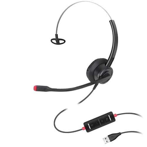 Xintronics USB Headset with Microphone for PC, Wired USB Headphones with ENC Dual Noise Cancelling Microphone, Computer Headset for PC Laptop Mac Skype Zoom Video Meeting