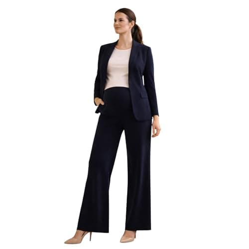 MomToBe Cotton Maternity Palazzo for Women | Over Bump Support |Pregnancy Palazzo Pants with Pockets | Soft Breathable Fabric | Relaxed Fit (Indigo Blue : Medium)