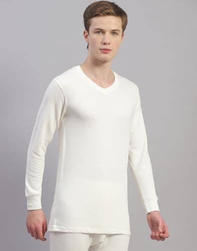 Monte Carlo Mens Solid White V Neck Full Sleeve Thermal Vest (6240M7WH-0-44) 3