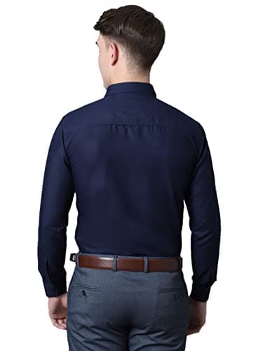 Majestic Man Slim Fit Cotton Blend Formal Shirts for Men (Large, Navy Blue) 5