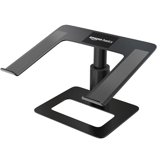 amazon basics Aluminium Laptop Riser Stand | Height Adjustable | Heat Dissipation | Universal Compatibility (Black) 4