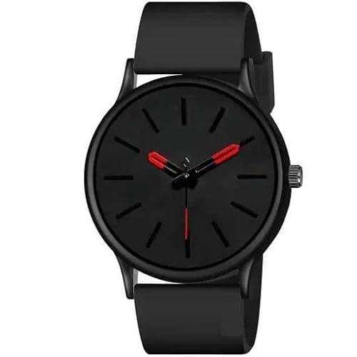 Acnos Ultra-Light Minimal Black Analog Watch Minimalist Design, Rubber Strap, Business Casual