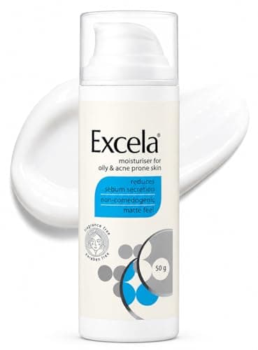 Excela Moisturiser for Oily & Acne Prone Skin, Matte Feel, Non-Comedogenic, Fragrance Free, 50g