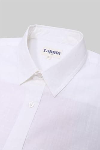 Labnin India, Men's White Full Sleeve Cotton Linen Premium Shirt for Formal/Casual 5