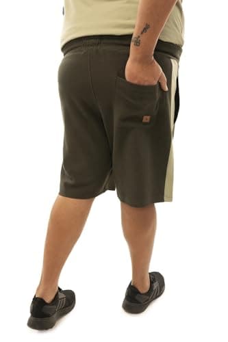 MOOV N GROOV Band Men's Oversized Cotton Drawstring Shorts, Navy Blue, Knee Length, High Rise, Plus Size, Breathable Fabric (in, Alpha, 7XL, Plus, 2, Forest Night) 5