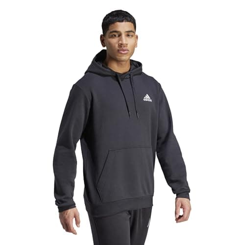 Adidas Men's Cotton Regular M Feelcozy Hd Hooded Neck Hoody Sweatshirt (Gv5294_L, Black/White, L) 4